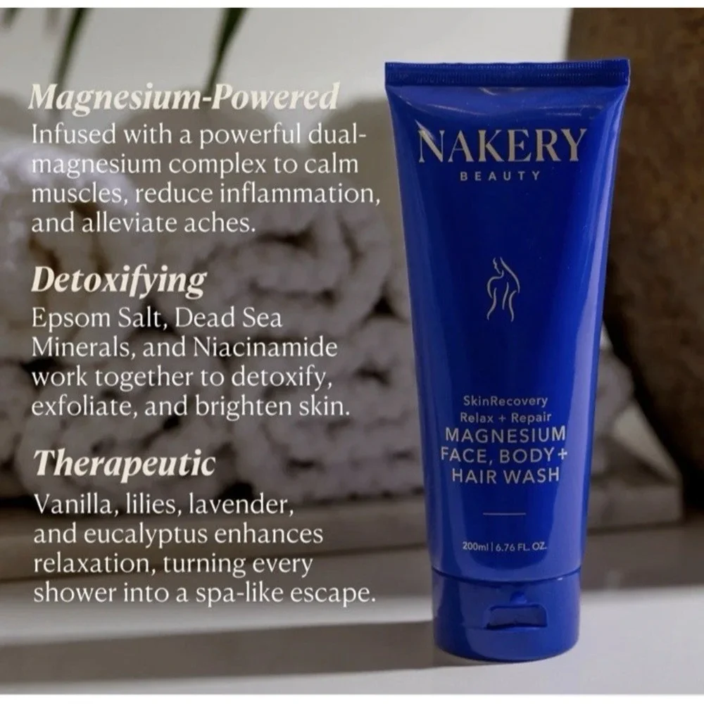 Nakery Beauty SkinRecovery Magnesium Face Body & Hair Wash‎ Relax Repair 6.76 oz